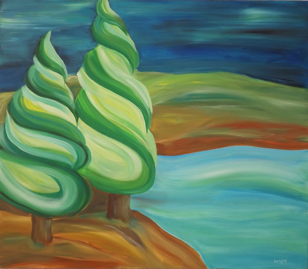 island trees 36x42 painting janet bright art